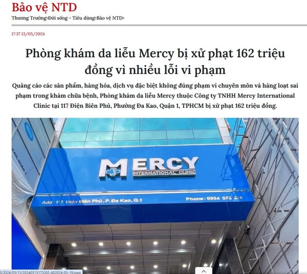 Phong kham da lieu Mercy bi xu phat 162 trieu